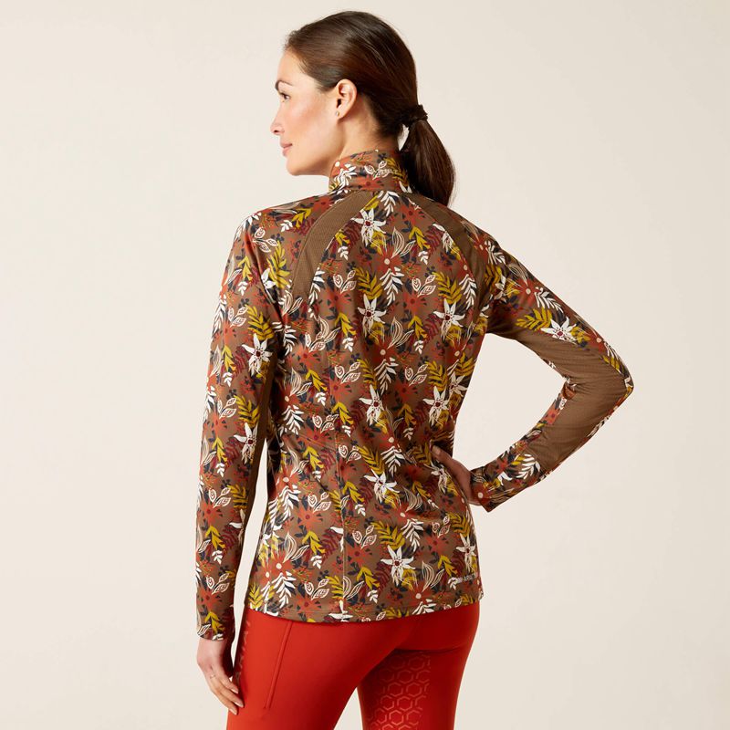 Ariat Sunstopper 2.0 1/4 Zip Baselayer Canteen Floral Polska | OZIRGT-915