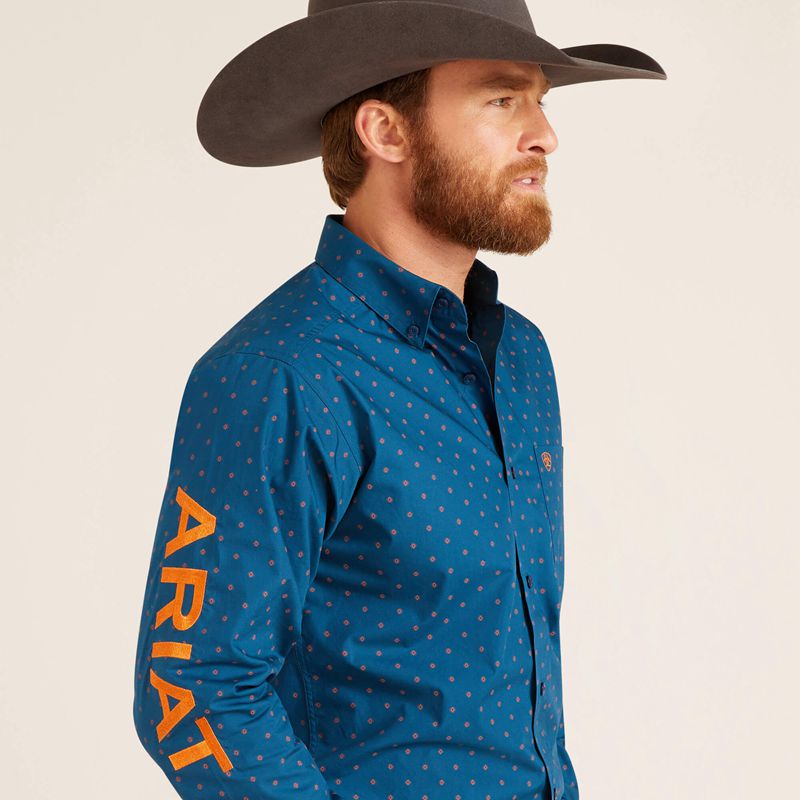 Ariat Team Clarence Fitted Shirt Niebieskie Polska | HPNTYU-147