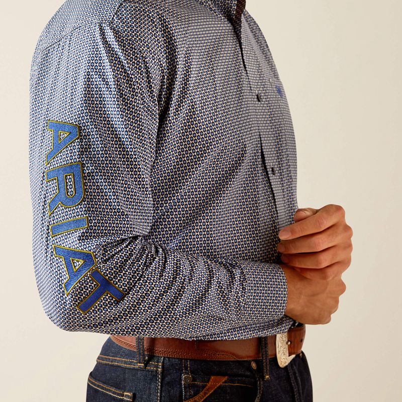 Ariat Team Keenan Classic Fit Shirt Niebieskie Polska | LHETUG-583