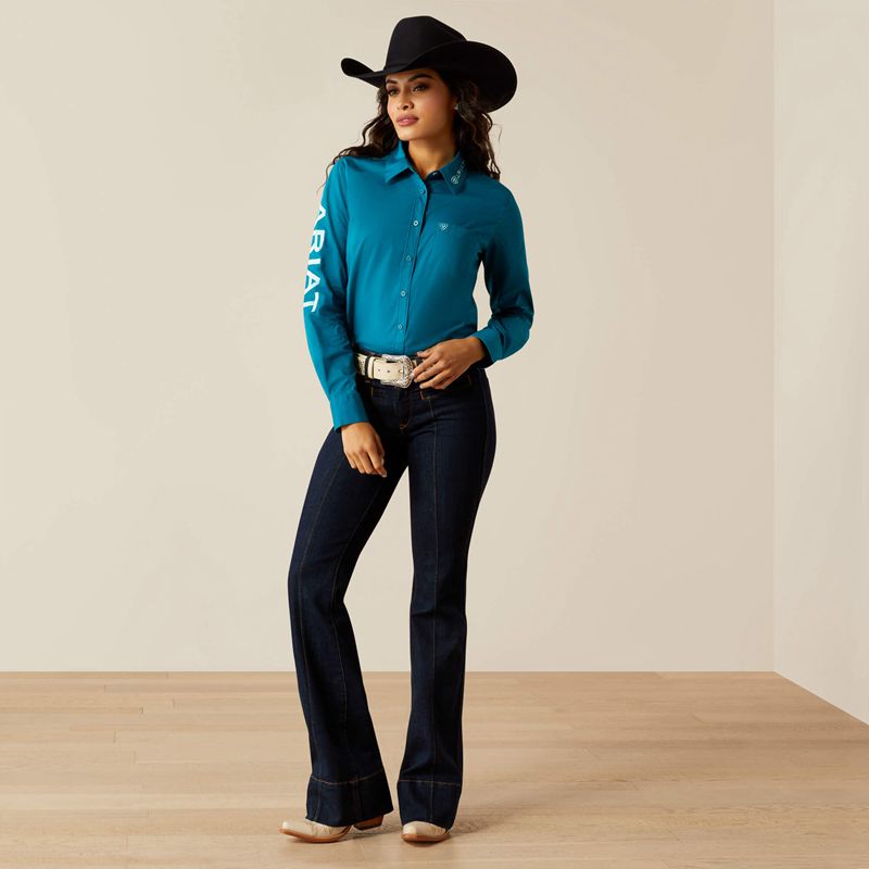 Ariat Team Kirby Stretch Shirt Ocean Depths Polska | KERSBA-618