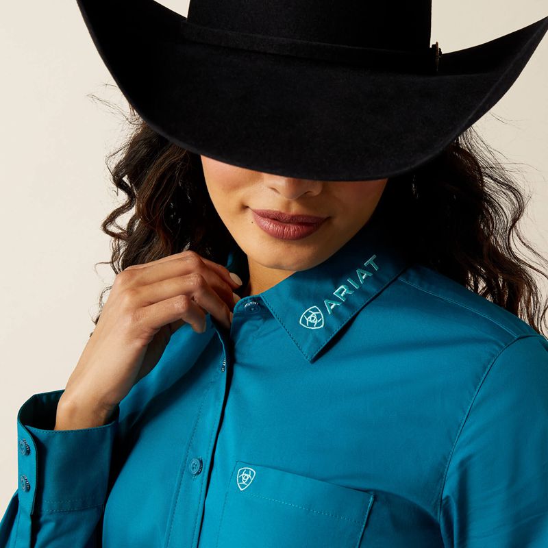 Ariat Team Kirby Stretch Shirt Ocean Depths Polska | KERSBA-618