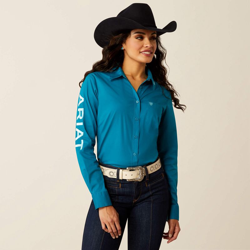 Ariat Team Kirby Stretch Shirt Ocean Depths Polska | KERSBA-618