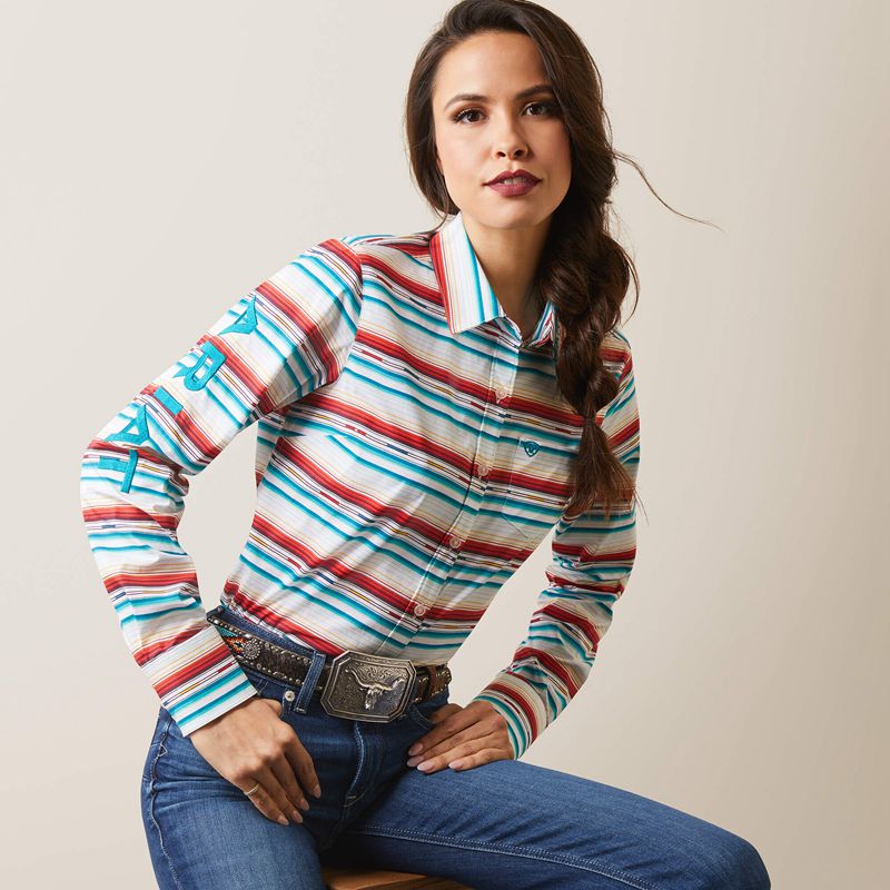 Ariat Team Kirby Stretch Shirt Rosa Serape Polska | MAUNRC-706