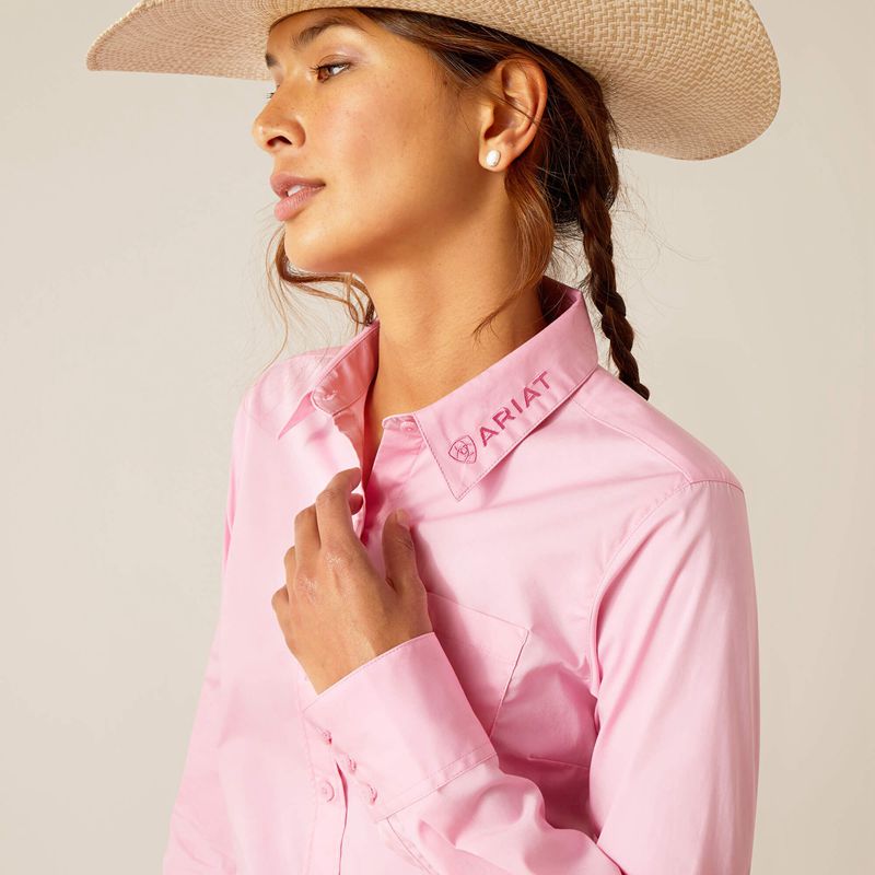 Ariat Team Kirby Stretch Shirt Różowe Polska | DORIWT-952