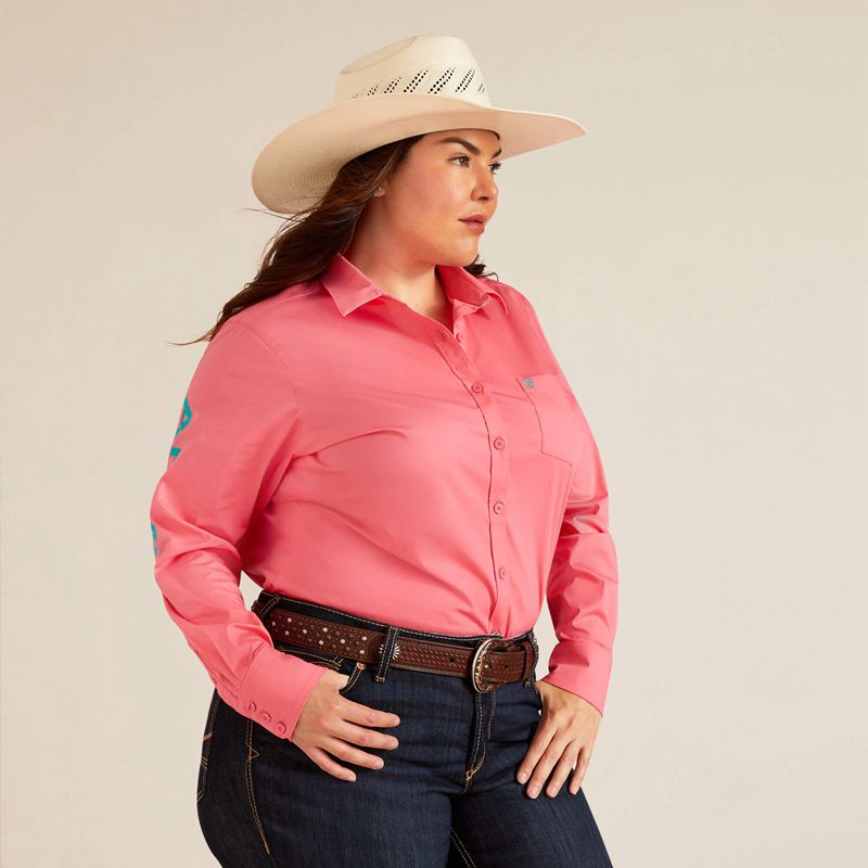 Ariat Team Kirby Stretch Shirt Różowe Polska | GCEHQD-913