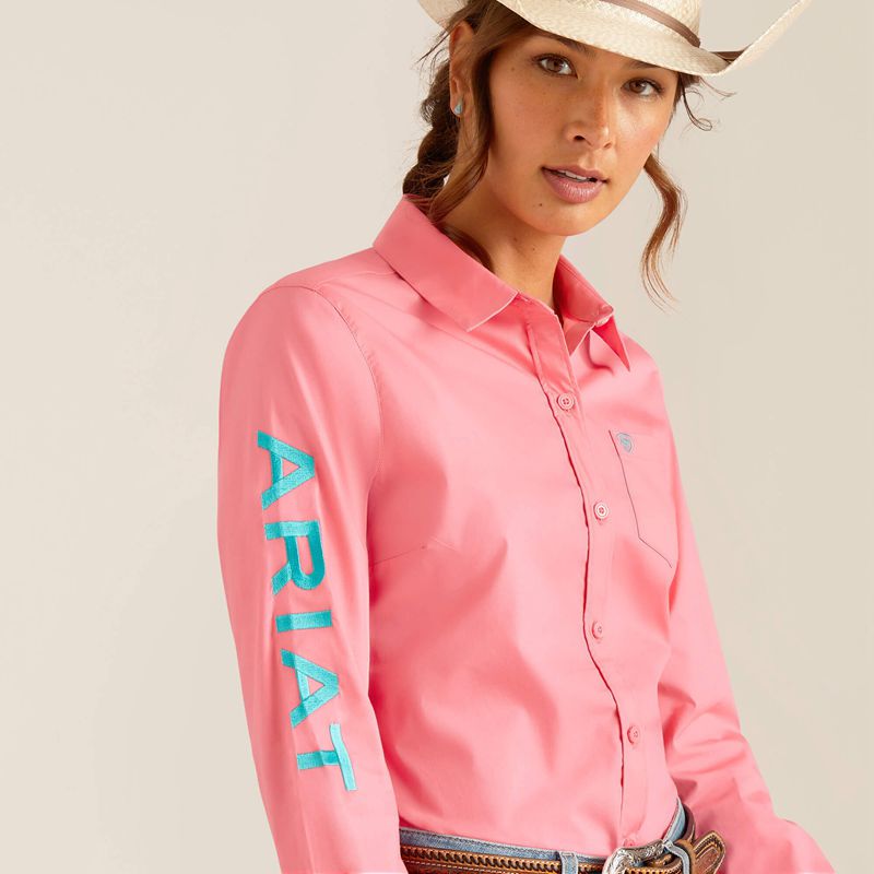 Ariat Team Kirby Stretch Shirt Różowe Polska | GCEHQD-913