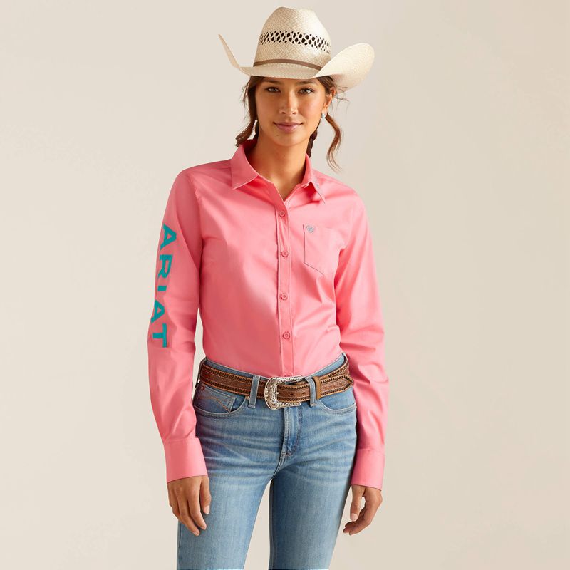 Ariat Team Kirby Stretch Shirt Różowe Polska | GCEHQD-913