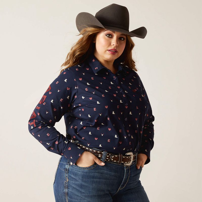 Ariat Team Kirby Stretch Shirt Western Love Print Polska | QRWDVY-305