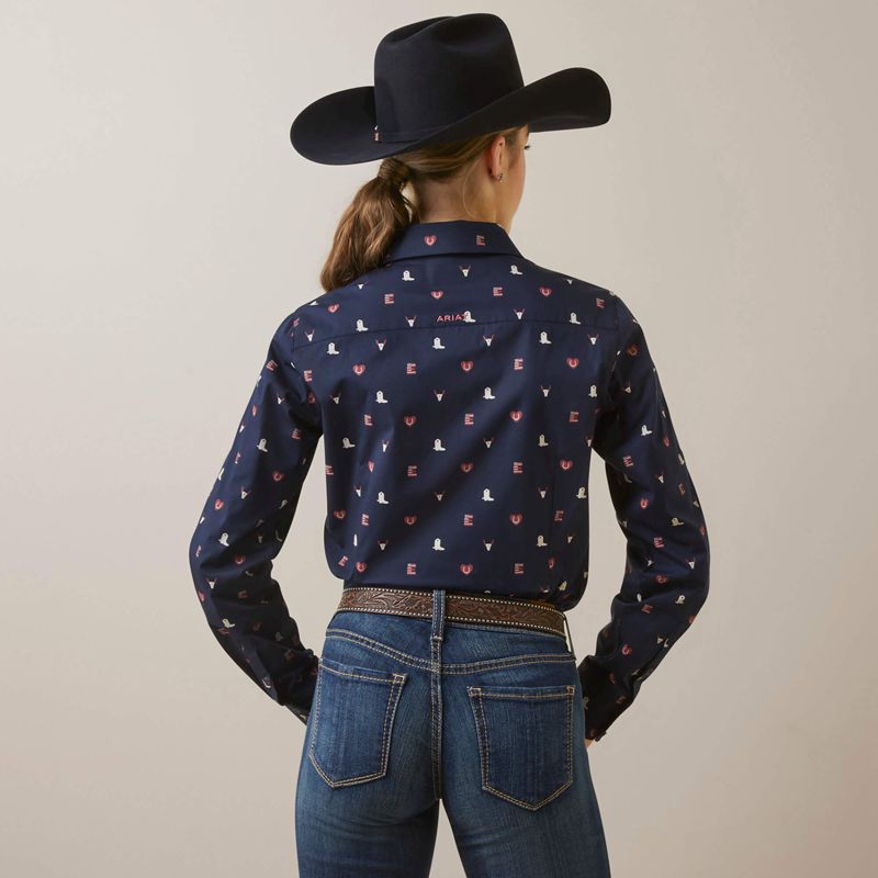 Ariat Team Kirby Stretch Shirt Western Love Print Polska | QRWDVY-305