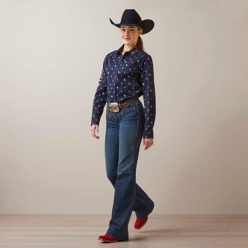 Ariat Team Kirby Stretch Shirt Western Love Print Polska | QRWDVY-305