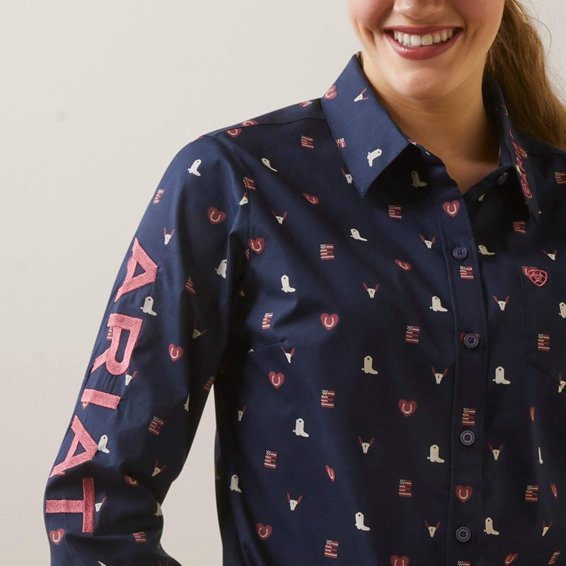 Ariat Team Kirby Stretch Shirt Western Love Print Polska | QRWDVY-305