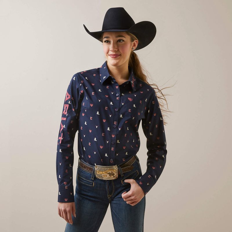 Ariat Team Kirby Stretch Shirt Western Love Print Polska | QRWDVY-305