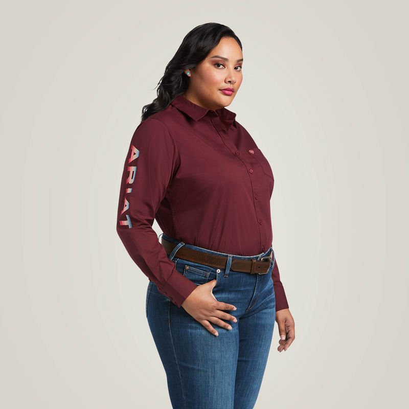 Ariat Team Kirby Stretch Shirt Zinfandel Polska | JZIQWX-274