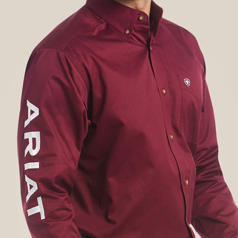 Ariat Team Logo Twill Classic Fit Shirt Bordowe Polska | DHZWPS-815