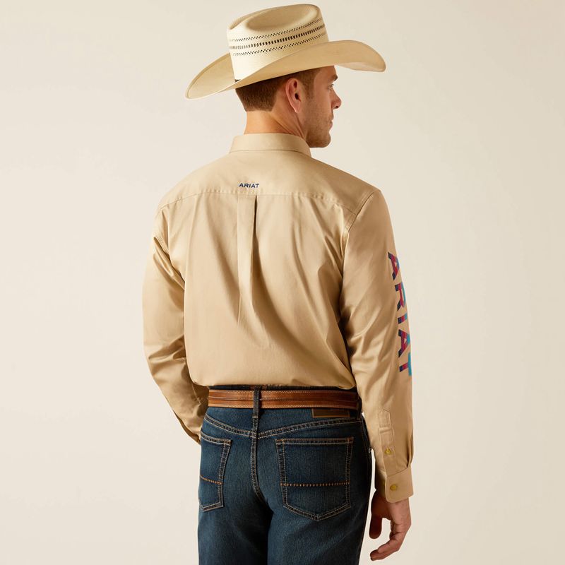 Ariat Team Logo Twill Classic Fit Shirt Khaki Polska | ORVKXT-709