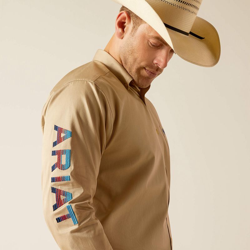 Ariat Team Logo Twill Classic Fit Shirt Khaki Polska | ORVKXT-709