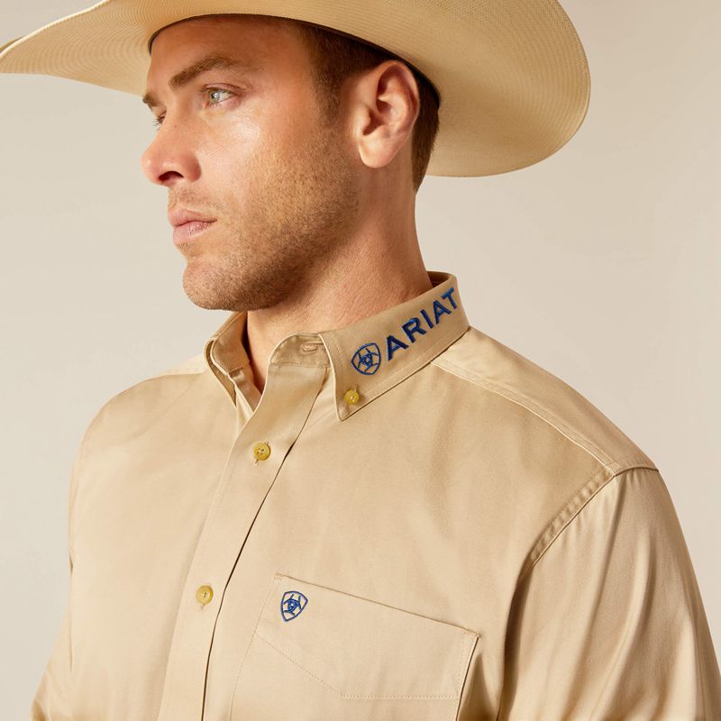 Ariat Team Logo Twill Classic Fit Shirt Khaki Polska | ORVKXT-709