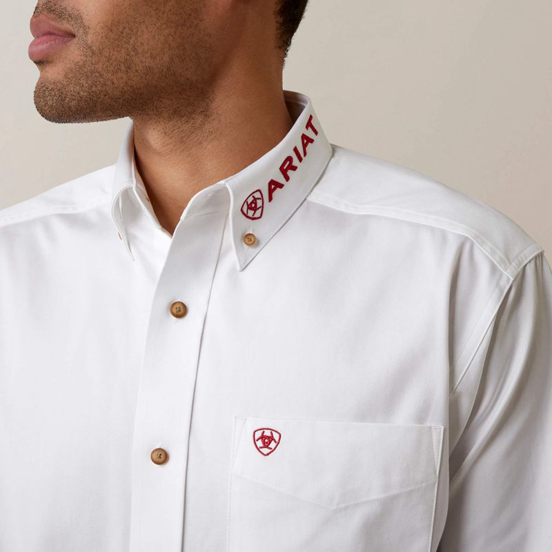 Ariat Team Logo Twill Classic Fit Shirt Białe Polska | LMIKHU-924