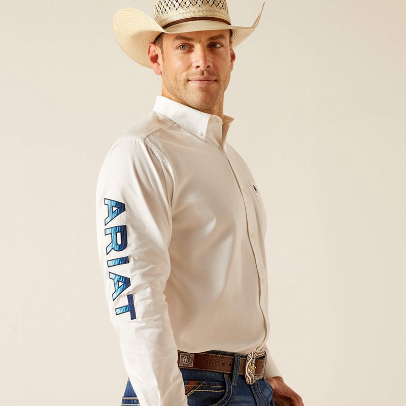 Ariat Team Logo Twill Classic Fit Shirt Białe Polska | SZXLNB-791