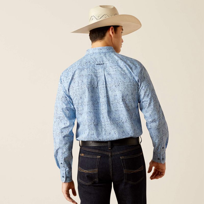 Ariat Team Vaughn Fitted Shirt Niebieskie Polska | XANTMS-138