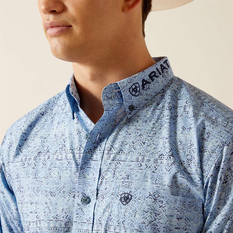 Ariat Team Vaughn Fitted Shirt Niebieskie Polska | XANTMS-138