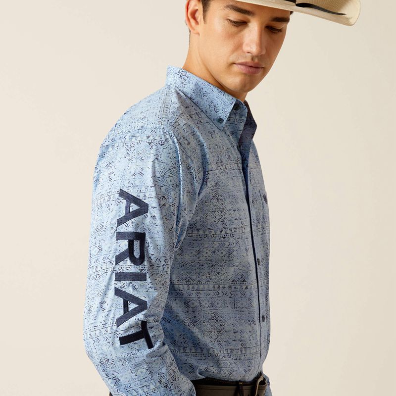 Ariat Team Vaughn Fitted Shirt Niebieskie Polska | XANTMS-138