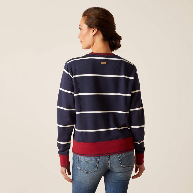 Ariat Tedstock Sweatshirt Navy/White Polska | XEALFS-083