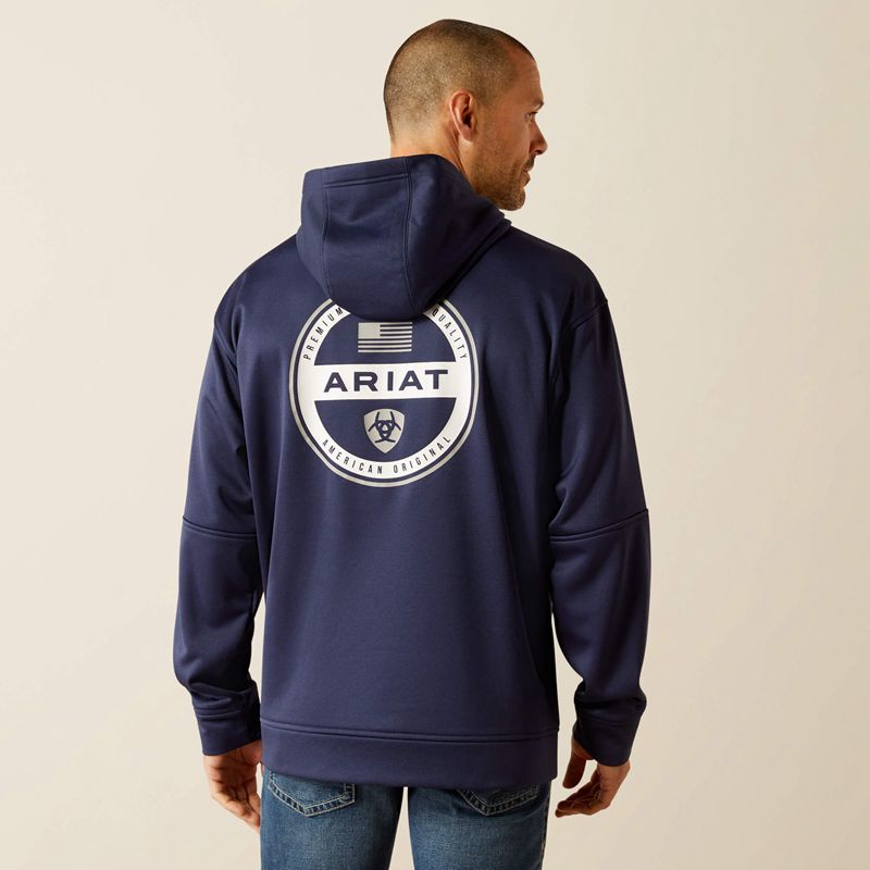 Ariat Tek Fleece 2.0 American Circle Hoodie Granatowe Polska | EFMCRS-487