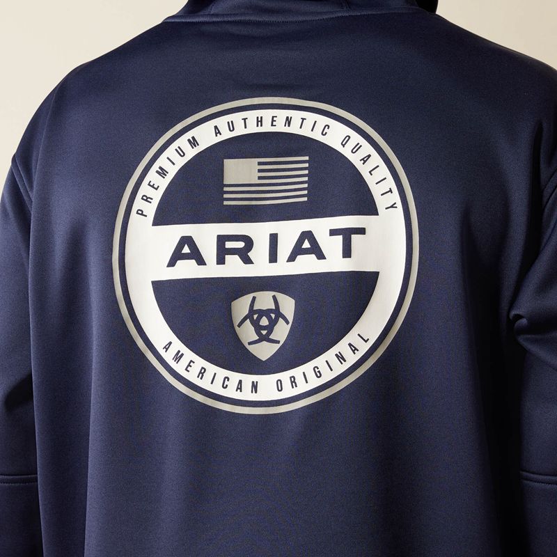 Ariat Tek Fleece 2.0 American Circle Hoodie Granatowe Polska | EFMCRS-487