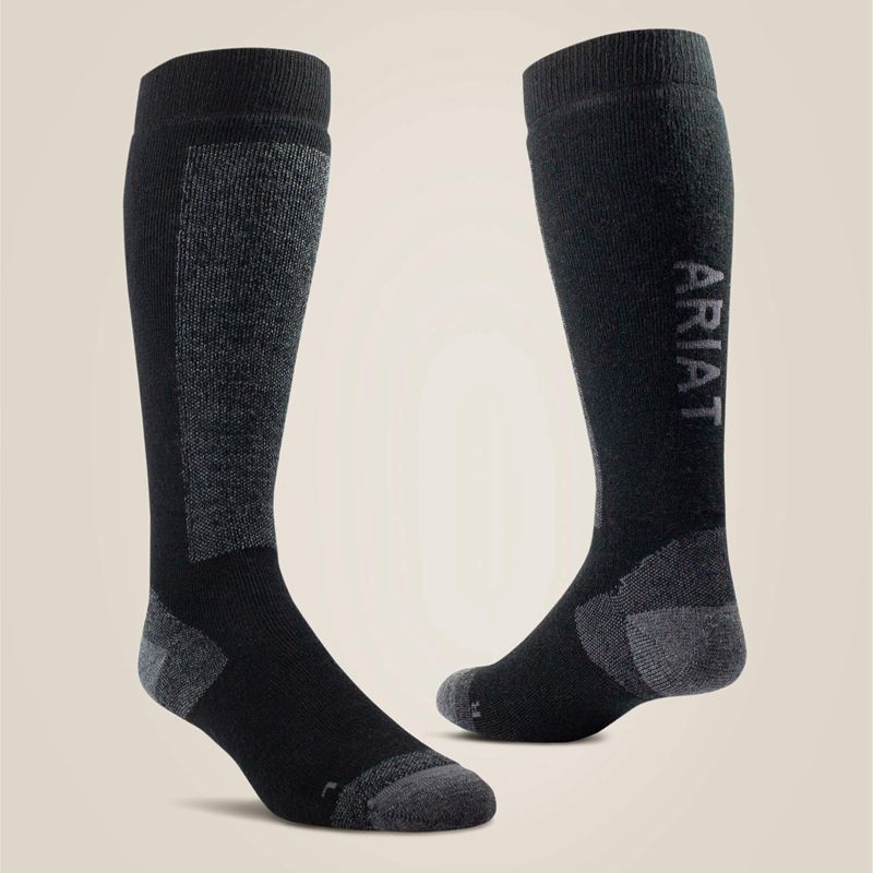 Ariat Tek Merino Socks Black/Grey Polska | GNZMYF-814