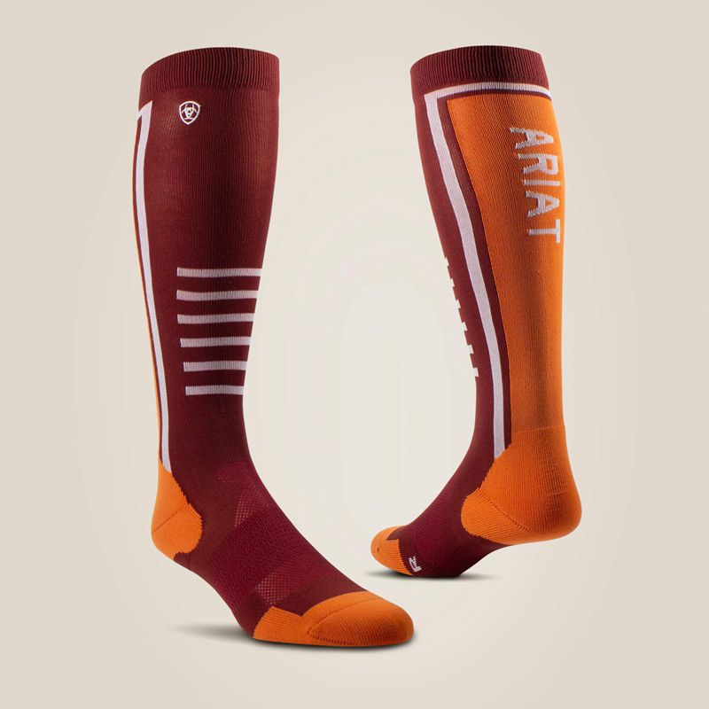 Ariat Tek Slimline Performance Socks Fired Brick/Pumpkin Polska | SRWYMN-027