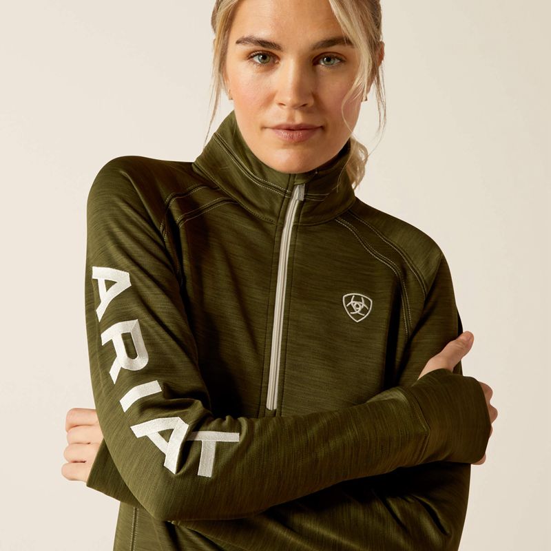 Ariat Tek Team 1/2 Zip Sweatshirt Winter Moss Polska | PRHXUE-154