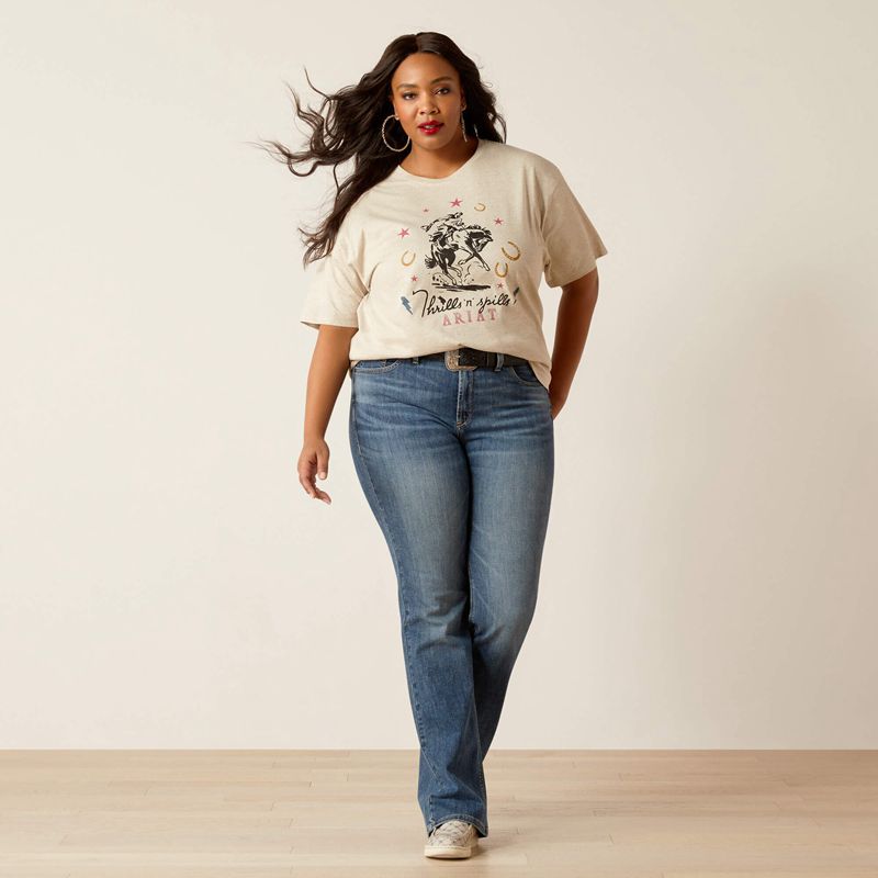 Ariat Thrills N Spills T-Shirt Oatmeal Heather Polska | NXJGWR-560