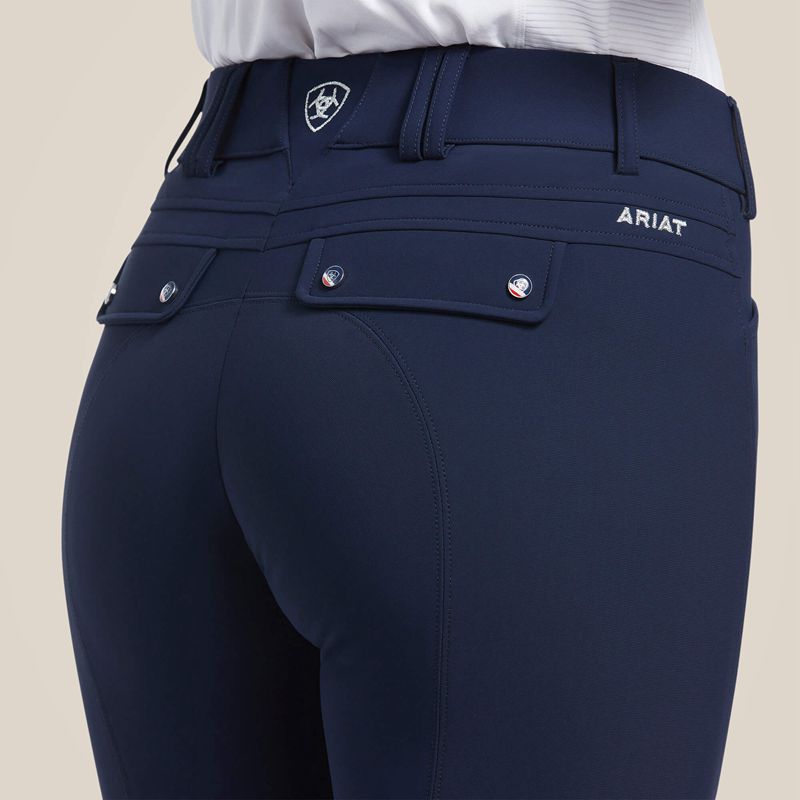 Ariat Tri Factor Grip Knee Patch Breech Granatowe Polska | LIOCBW-637