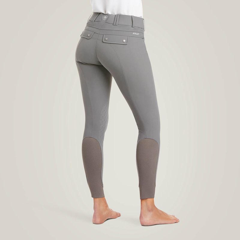 Ariat Tri Factor Grip Knee Patch Breech Szare Polska | UQFOKL-648