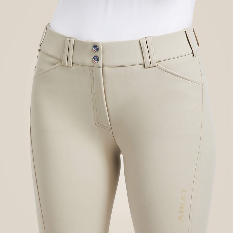 Ariat Tri Factor Grip Knee Patch Breech Tan Polska | WBKOER-534