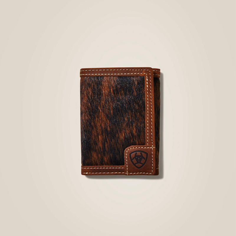 Ariat Trifold Wallet Logo Calf Hair Brązowe Polska | XIEPDZ-463