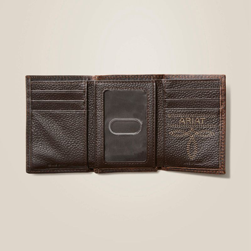 Ariat Trifold Wallet Stacked Logo Brązowe Polska | QXPMCW-508