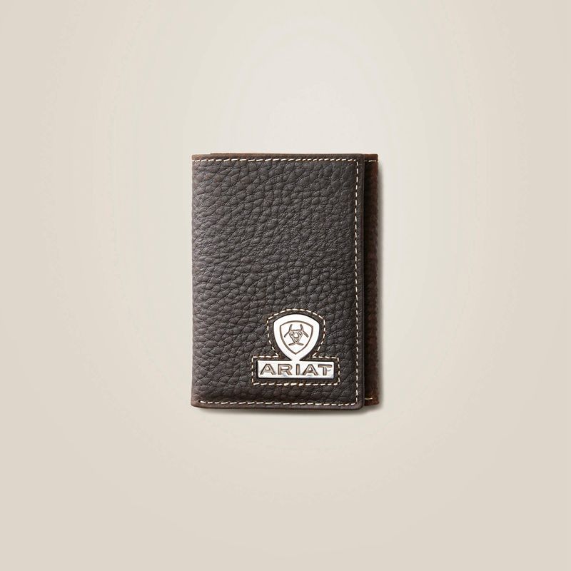 Ariat Trifold Wallet Stacked Logo Brązowe Polska | QXPMCW-508