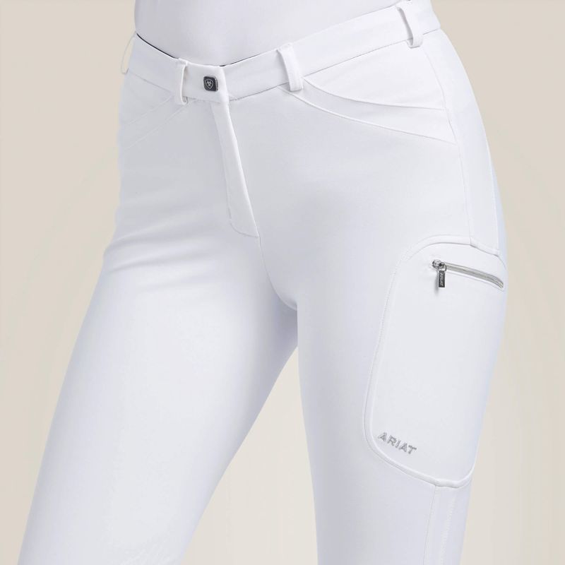 Ariat Triton Grip Knee Patch Breech Białe Polska | IRBZLK-156