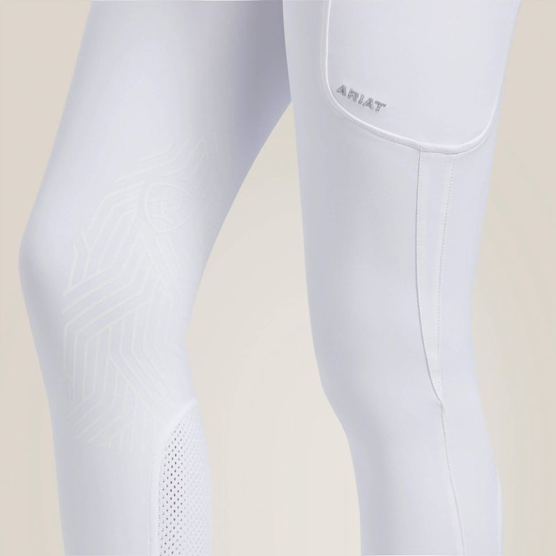 Ariat Triton Grip Knee Patch Breech Białe Polska | IRBZLK-156