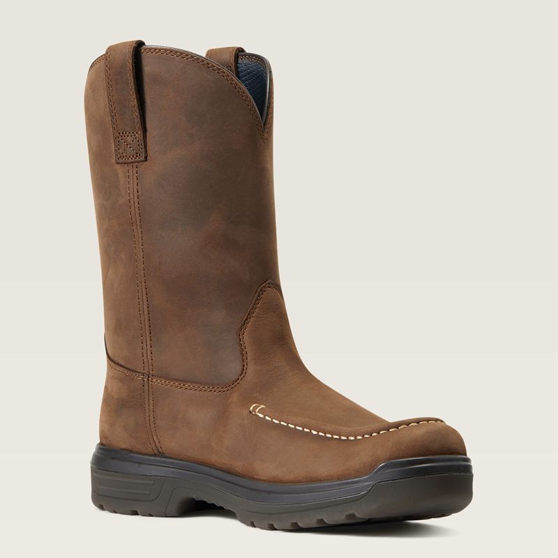 Ariat Turbo Moc Toe Waterproof Work Boot Mocha Polska | LIPDEX-129