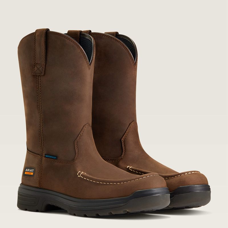 Ariat Turbo Moc Toe Waterproof Work Boot Mocha Polska | LIPDEX-129