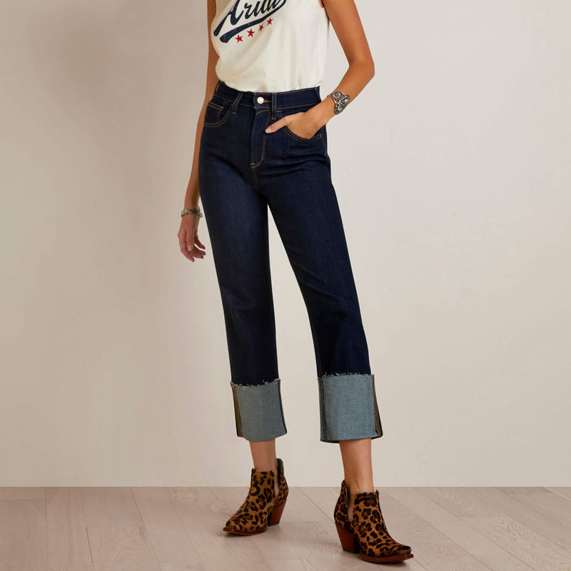 Ariat Ultra High Rise Jazmine Straight Crop Jean Rinse Polska | ROUTLG-056