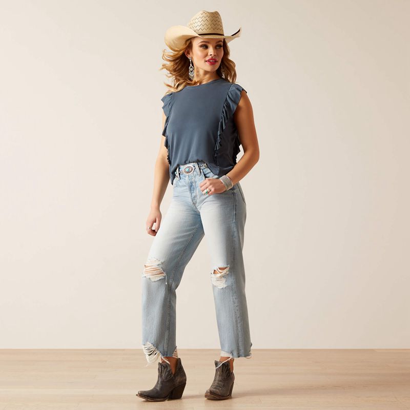 Ariat Ultra High Rise Tomboy Straight Jean Mykonos Polska | ZTASLN-902