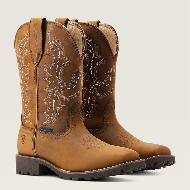 Ariat Unbridled Rancher Waterproof Western Boot Oily Distressed Tan Polska | YHRNKU-576