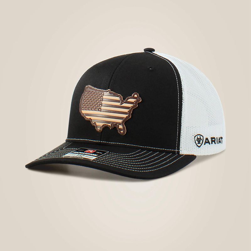 Ariat Usa Flag Patch Logo Cap Czarne Polska | RFNJPO-913