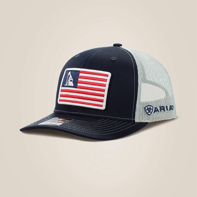 Ariat Usa Flag Patch Logo Cap Granatowe Polska | KVIMSO-908