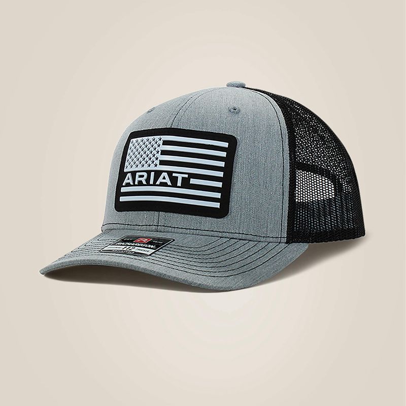 Ariat Usa Flag Patch Logo Cap Gray Polska | PRNGTW-435