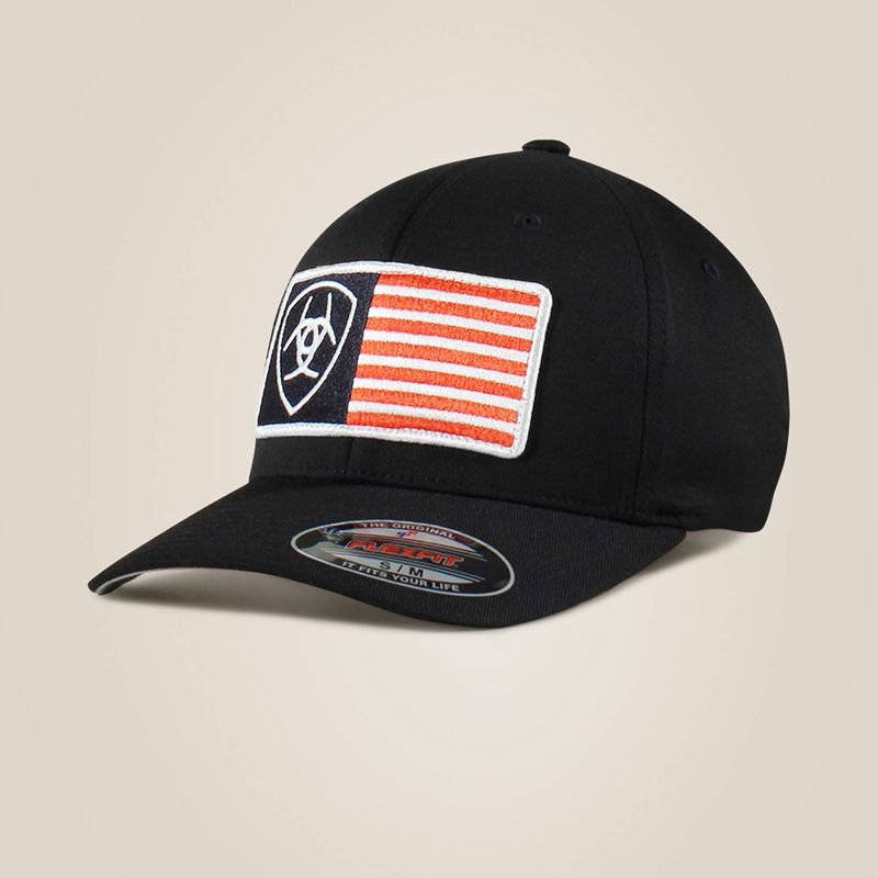 Ariat Usa Flag Patch Shield Cap Czarne Polska | FGQSND-750